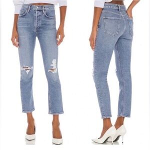 EUC Agolde Riley High Rise Straight Crop in Whiplash